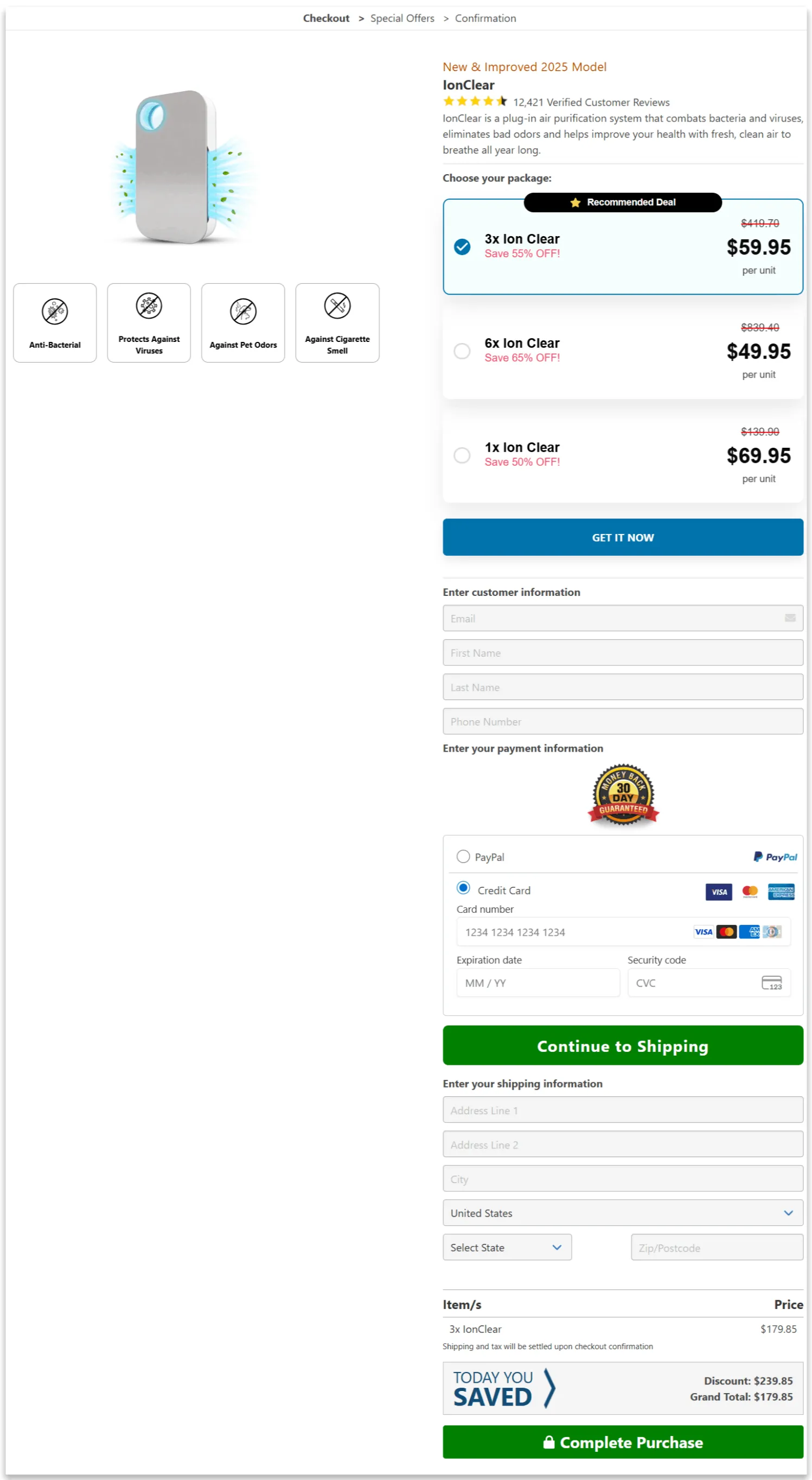 IonClear Secure Checkout Page